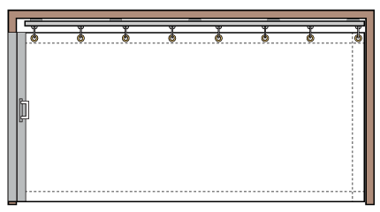 片開きビニールカーテンのイラスト図。