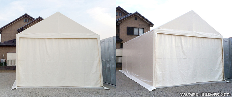 小型・仮設テント倉庫の施工イメージ