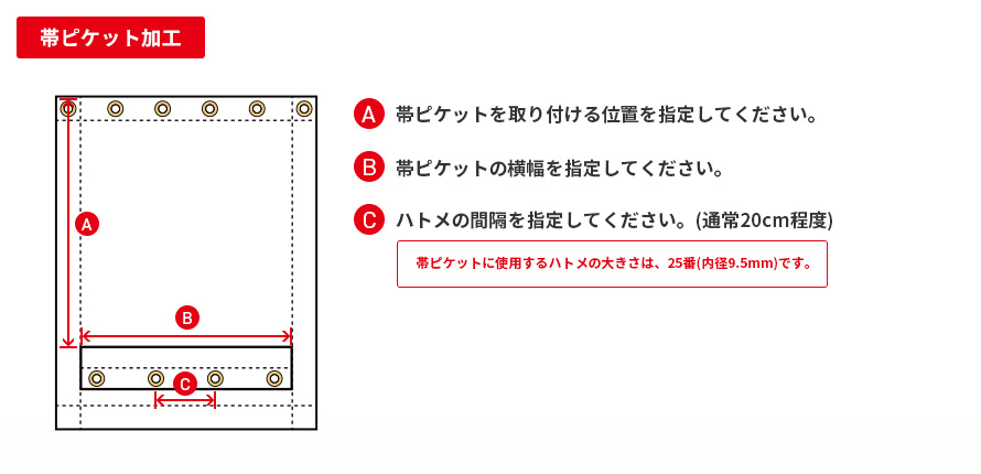 帯ピケット加工