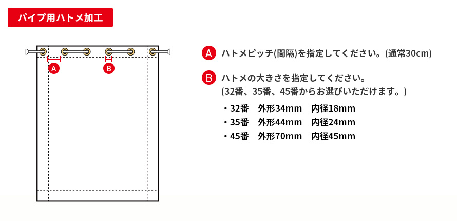 パイプ用ハトメ加工