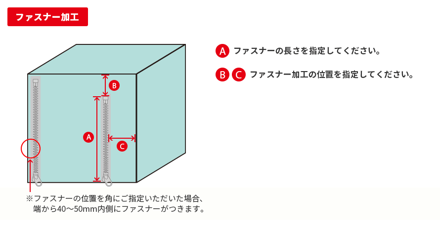 ファスナー加工