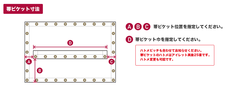 テントシートの帯ピケット加工