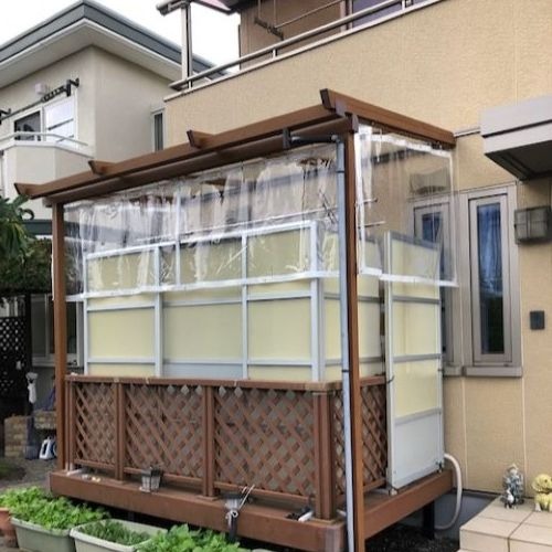 長野県伊那市の透明ビニールカーテンの施工・製作事例