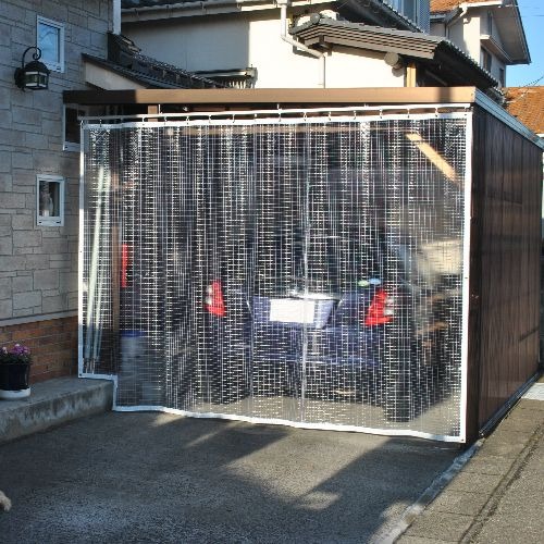 石川県七尾市の糸入り透明ビニールカーテン （カーポート）の施工・製作事例