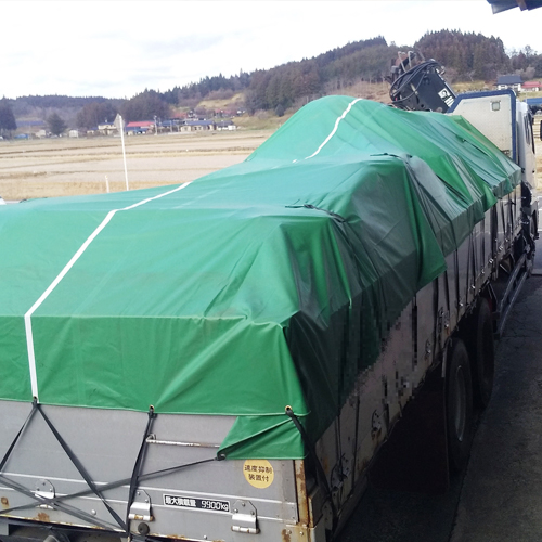 宮城県栗原市の大型トラックシート（エステル帆布6号）の施工・製作事例