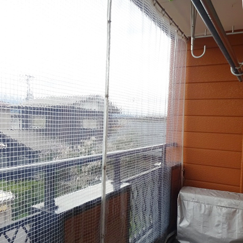 茨城県つくば市のベランダ用・防風ビニールカーテンの施工・製作事例