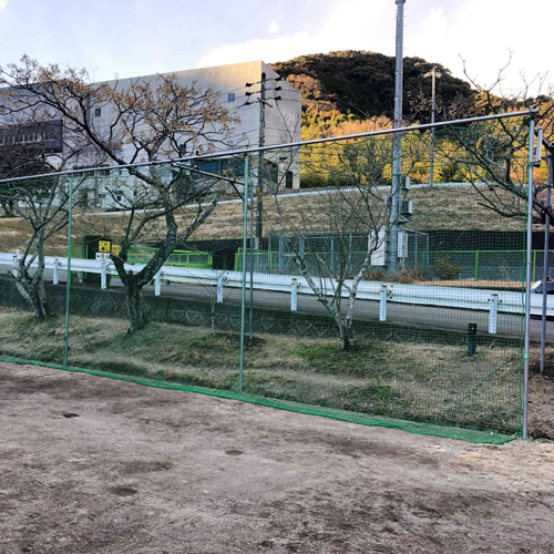 静岡県島田市の広場用・大型防球ネットの施工・製作事例